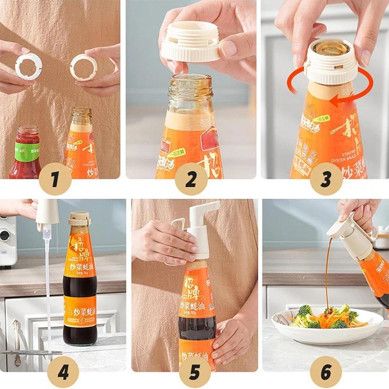 Hot Seal Dispenser Pump with Handle for Tomato Oyster Sauce Press Household Ketchup Vinegar Syrup Bottle Pressure Nozzle