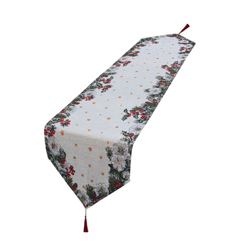 Pattered Contrast Color Christmas Table Runner Tree Red Xmas Desktop Decoration Snowman Smooth Linen Table Cover Christmas Eve