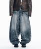 EASY NO EASY Sun Patch Leopard Balloon Denim Pants - Black