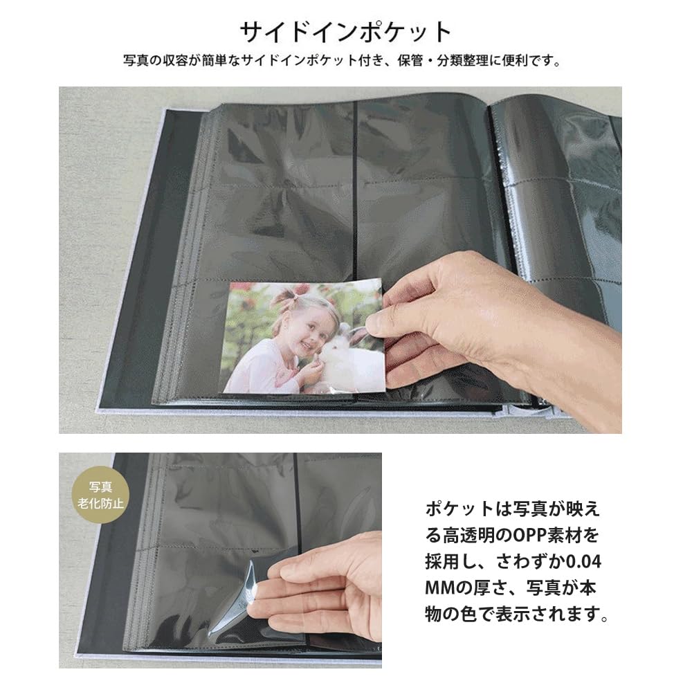 Large Capacity Photo Album (L-size, 480, 600, 960 photos) - Pocket-style Photo Album with Window - Stylish Linen Material - Cute and Organizing - Perf