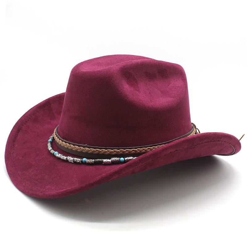 New ethnic style decorative suede jazz top hat with big brim suede one-word top men's and women's denim hat felt hat