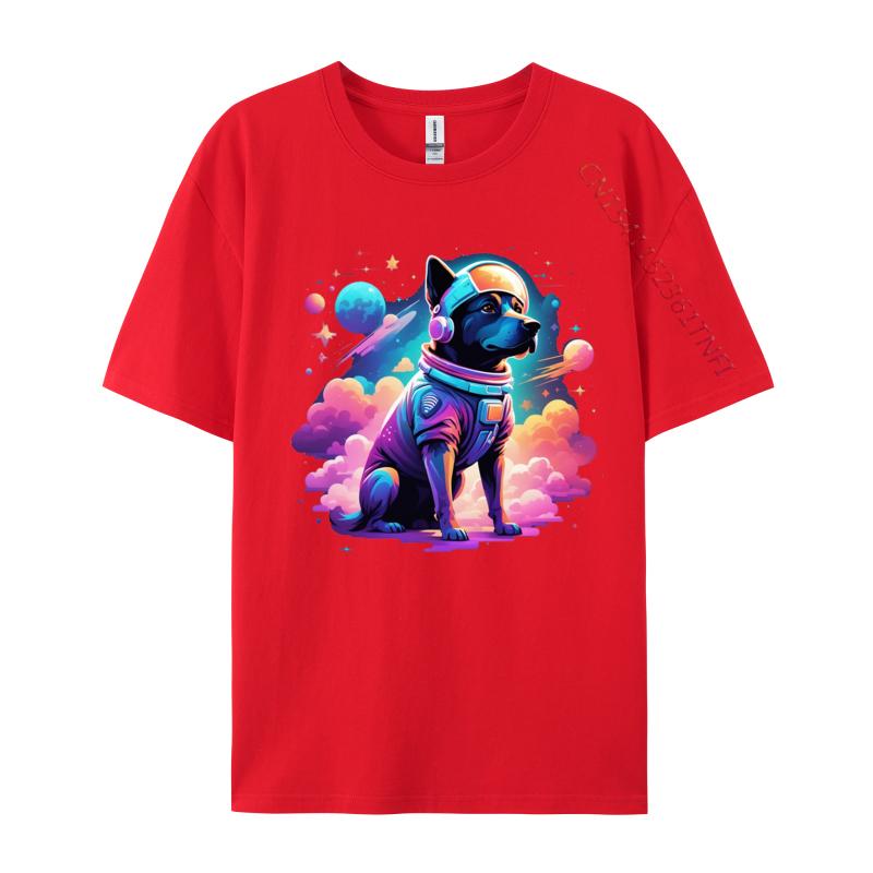 Dog In Space Tshrit Animal Lover Front Printed T Shirt Cotton Man Top TShirts Hot Sale Classic Tees