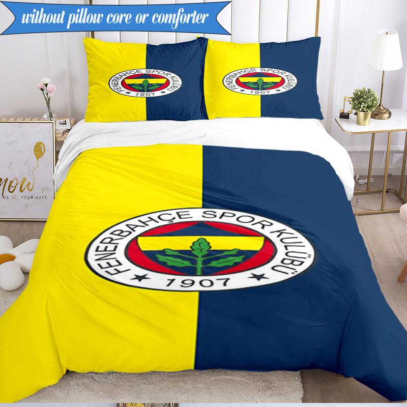 3PCS Fenerbahçe Crest Design Bedding Set 2D Printing (Includes 1 Duvet Cover + 2 Pillowcases Coreless), Bedroom decor,Fan Gift
