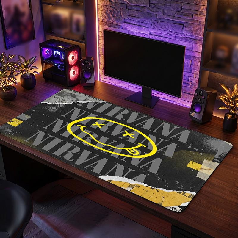 Nirvana Print Large Mouse Pad Smooth Surface Anti?Slip Desk Mat For Gaming Office Laptop Decoration