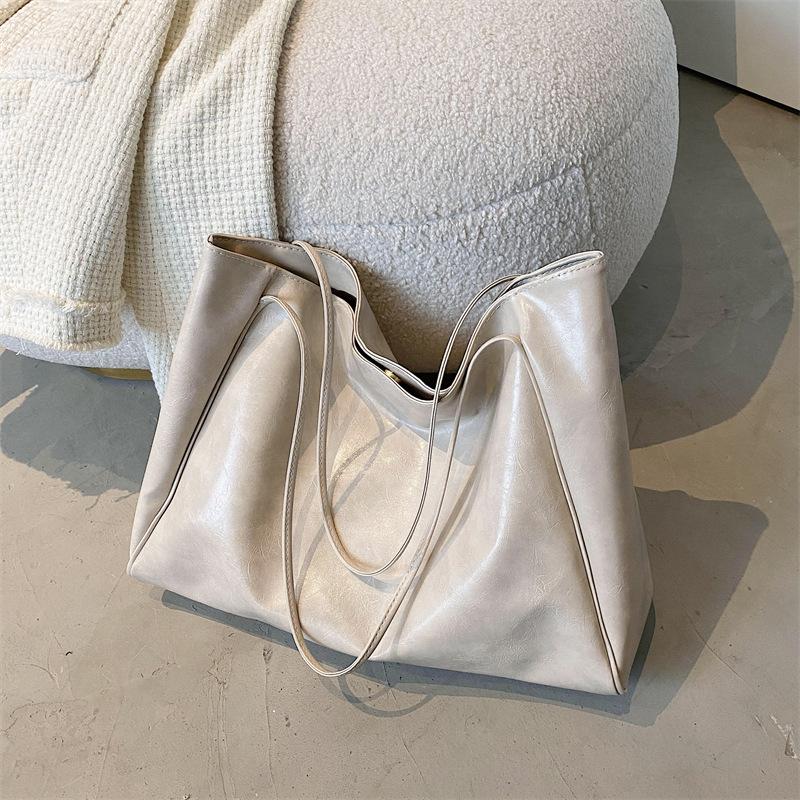 Women's Faux Leather Tote Bag Large Capacity Zipper Shoulder Handbag Casual Commuter Purse Solid Color Office Work Bag