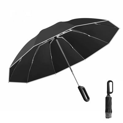 Vollautomatischer Regenschirm mit Karabinergriff, 10 Rippen, umgekehrter Faltschirm, tragbar