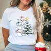 Cute Christmas Snowman Christmas Cute Snowman Printed Cotton Fashion Short Sleeve Casual T-Shirts Women’s