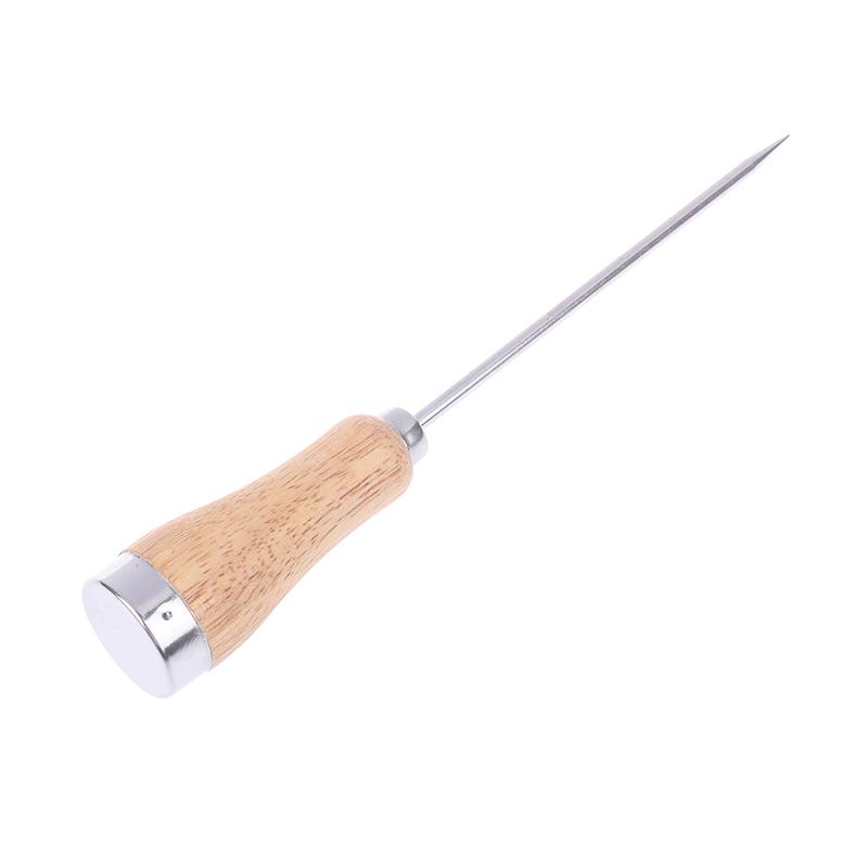 Ice Pick Ice Icing Breaker Wooden Handle Stainless Steel Ice Pick Punch Crusher Cocktail Stick Fruit Bar Kitchen Tool