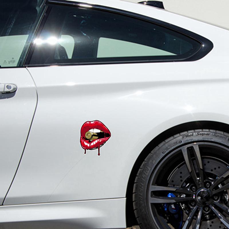 J44# Red Lips Bullet PVC Stickers On The Car Funny Vinyl Decal Waterproof Decoration For Rear Window