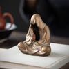 Sitting Buddha Statue Tea Pet Ceramic Faceless Zen Figurine Handmade