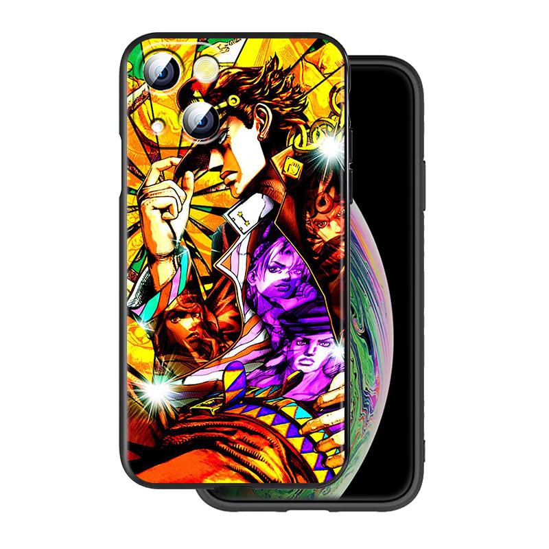 Cartoon Anime JoJo Jotaro Kujo Cover For Apple iPhone 14 13 12 11 SE XS XR X 7 8 6 Mini Plus Pro MAX 2020 Black Phone Case