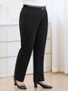 Übergröße Damen Schwarze Hose mit elastischem Bund und geradem Bein - Schlankmachend, vielseitig, lässig, lockere Passform für den Herbst