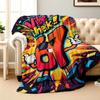 Funny Vibe Check 67 Flannel Blanket Retro Cartoon Number Print Soft Warm Throw Blanket for Sofa Bedroom Home Decor Multiple Size
