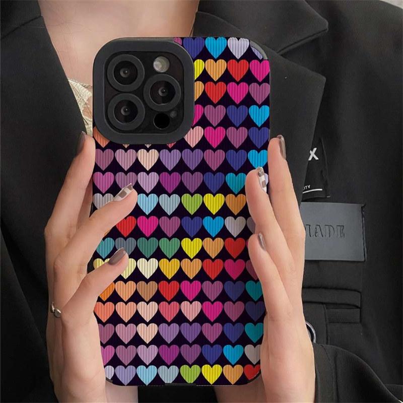 Ins Fashion Candy Colorful Love Heart Color Husa de telefon pentru Iphone 14 11 12 13 Pro Max Plus Protectie lentile Husa din spate rezistenta la socuri