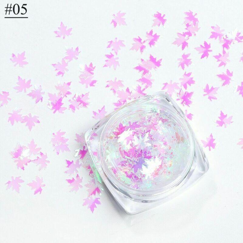 1 Box Holographic Nail Art Maple Leaves Flakes Sequins Slice Nail Decoration Manicure Accessory