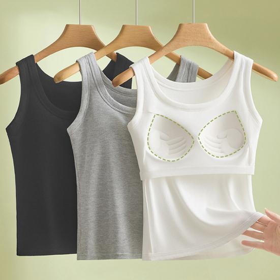 Top Regata Sem Mangas Feminino Regata de Alça Larga com Sutiã Acolchoado Embutido Verão Casual Básico Camisetes