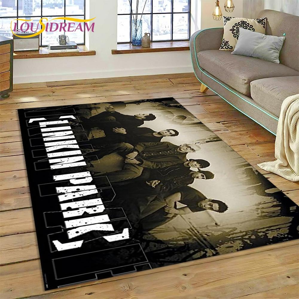 3D Retro Rock Band 3D L-Linkin-Park Rug Carpet for Living Room Bedroom Home Decor,Floor Mat Non-slip Decoration for Sofa Doormat