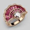 Gorgeous Inlaid White Red CZ Women's Ring Aesthetic Gold Color Hand Carving Daily Wear Party Jewelry Anniversary Gift