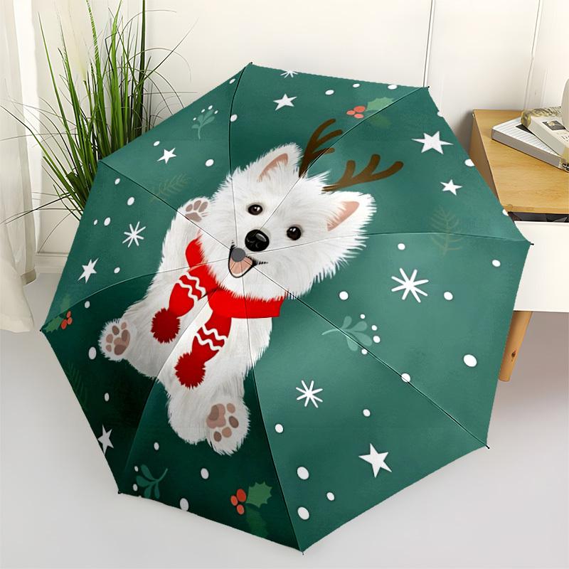 1pc Dog Print Automatic Cute Umbrella 8-Bone Design Compact Gear for Outdoor Travel, Perfect Holiday Gift Yy251230051