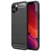 Silicone Case - E.F.CONNECTION - for iPhone 12 - Carbon Fiber Pattern - Shockproof - Black