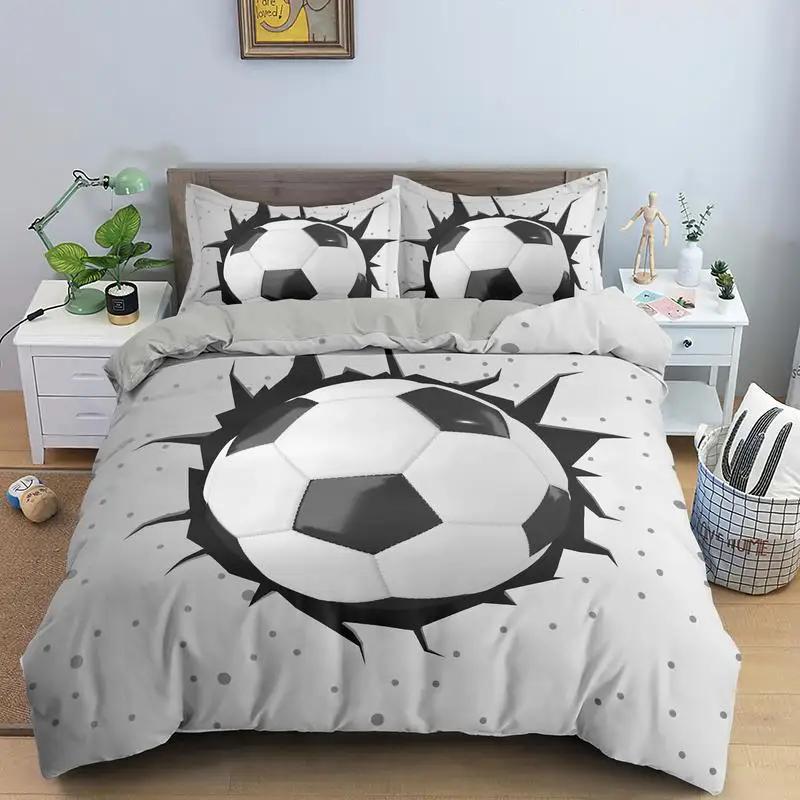 3D Football Bedding Set Soccer Duvet Cover Pillowcase Polyester Comforter Cover King Queen Full Double Ball Sport Quilt Cover