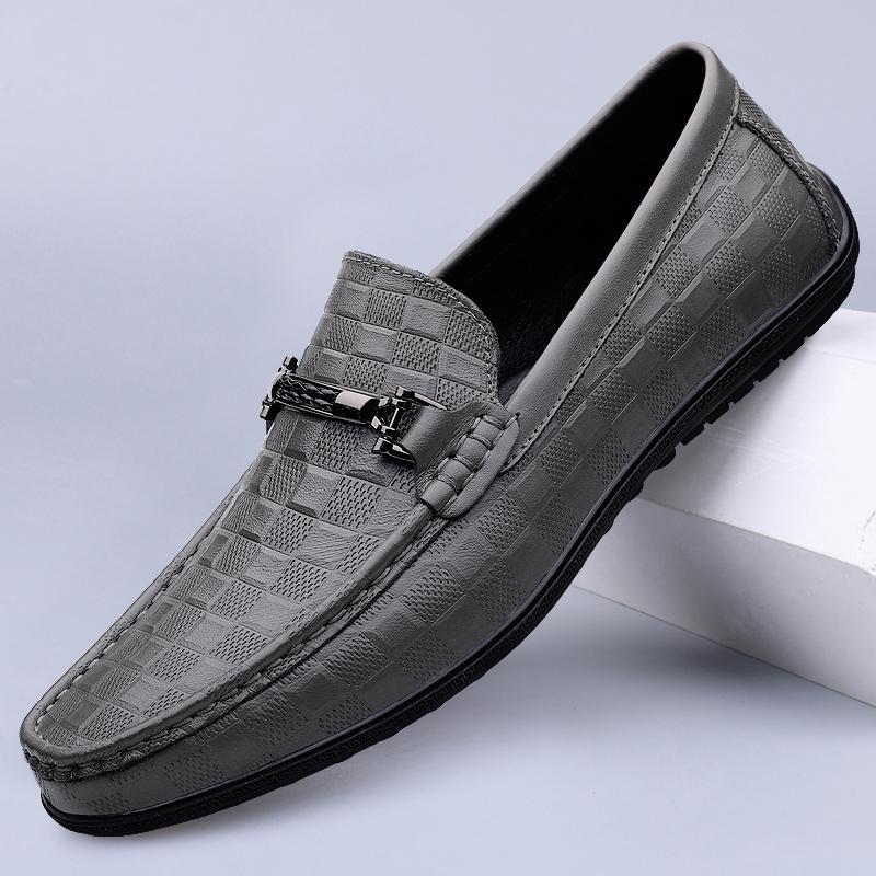 Fashion 2025 High Quality Men's Comfortable Top Layer Cowhide Soft Soled Bean Shoes, Fashionable Outdoor Men's Spring New Casual Loafers