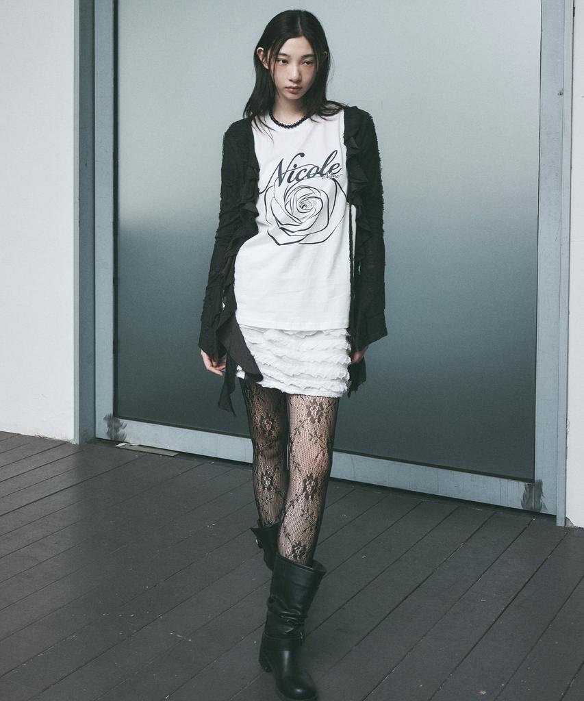 Nigaennikol Fringe Lace Mini Skirt_Ivory