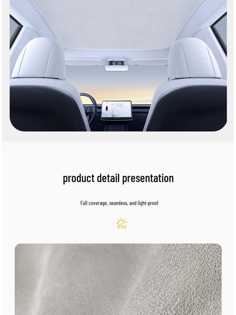 QiYuan A07 Suede Electrostatic Canopy: Sunshade & Heat Insulation for Car Sunroof