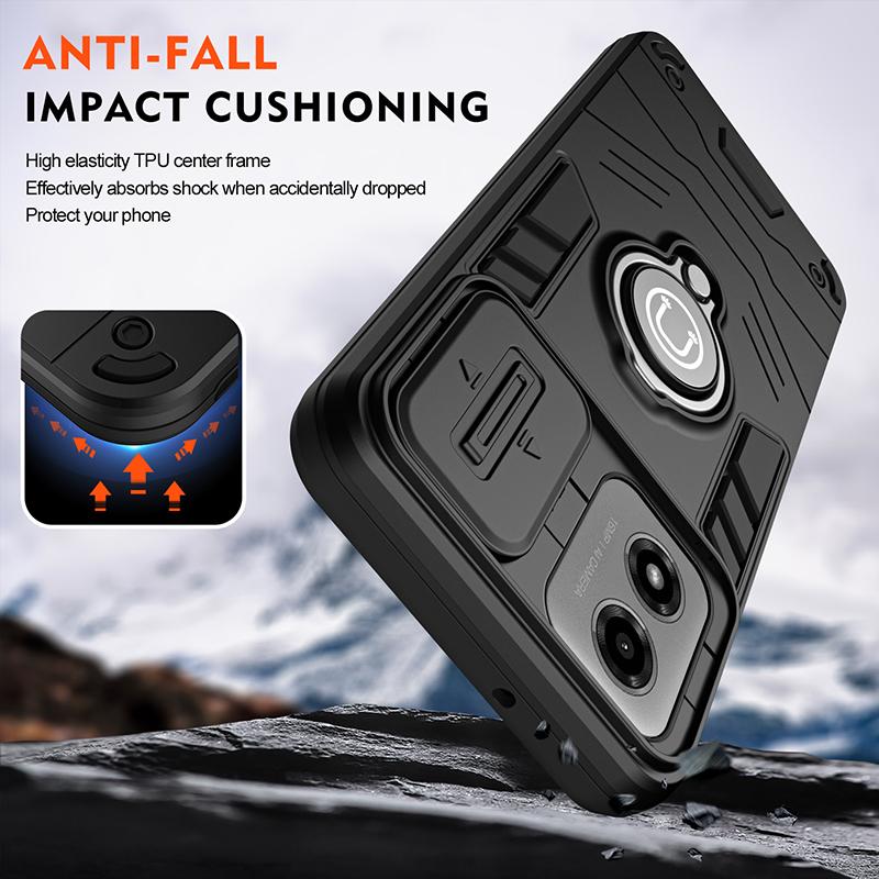 Coque Robuste Armure Antichoc Anti-Poussière Pour Motorola Moto G04 G05 G13 G14 G15 Power Support Anneau Protection Objectif Caméra