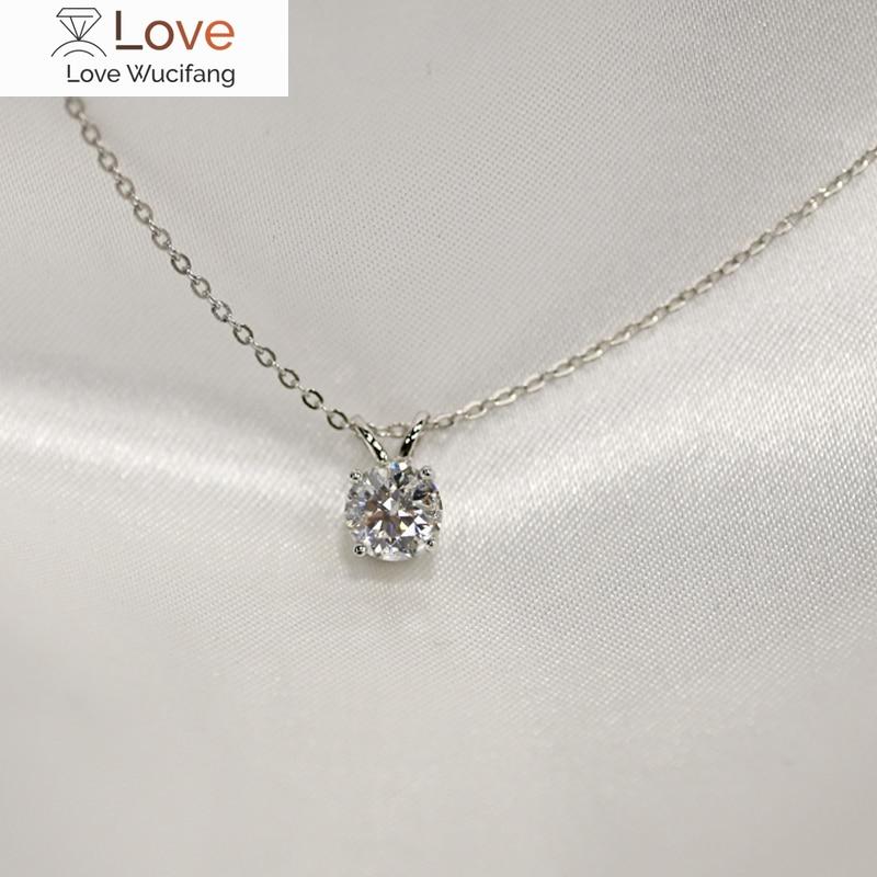 Real 1 Carat D Color Moissanite Pendant For Women 18k Gold Plated 100 %925 Sterling Silver Wedding Party Fine Jewelry Gift