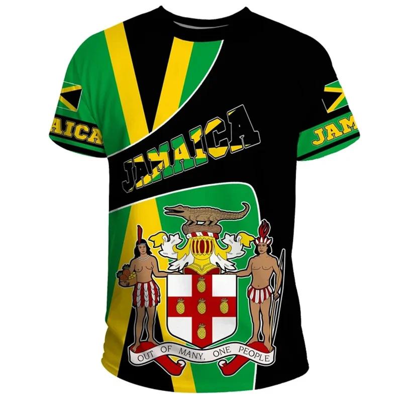 Mode d'été Nouveau 3D Jamaïque Drapeau National Emblème Impression T-shirt Jamaïque Armoiries Graphique T-shirts Pour Hommes Vêtements Vintage