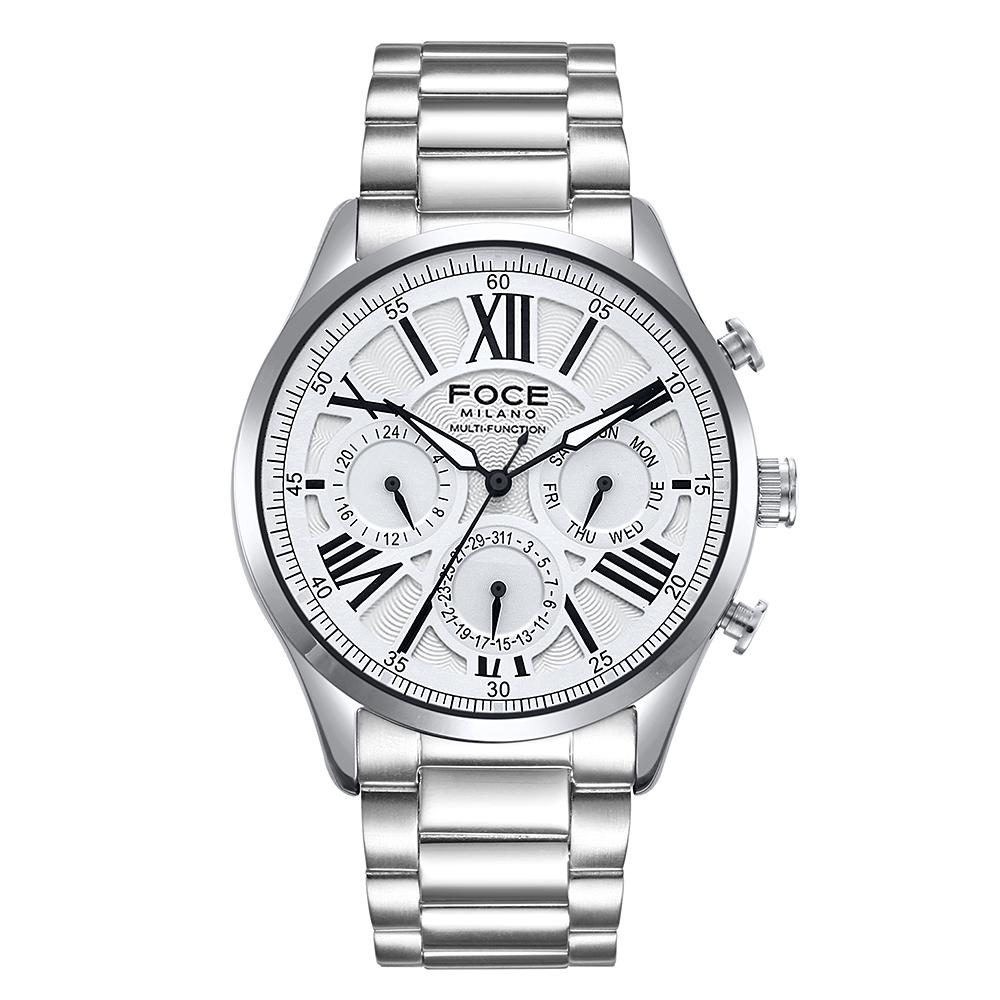 Poche Milano Men'S Metal Watch Fm7615Wh + Free Leather Band