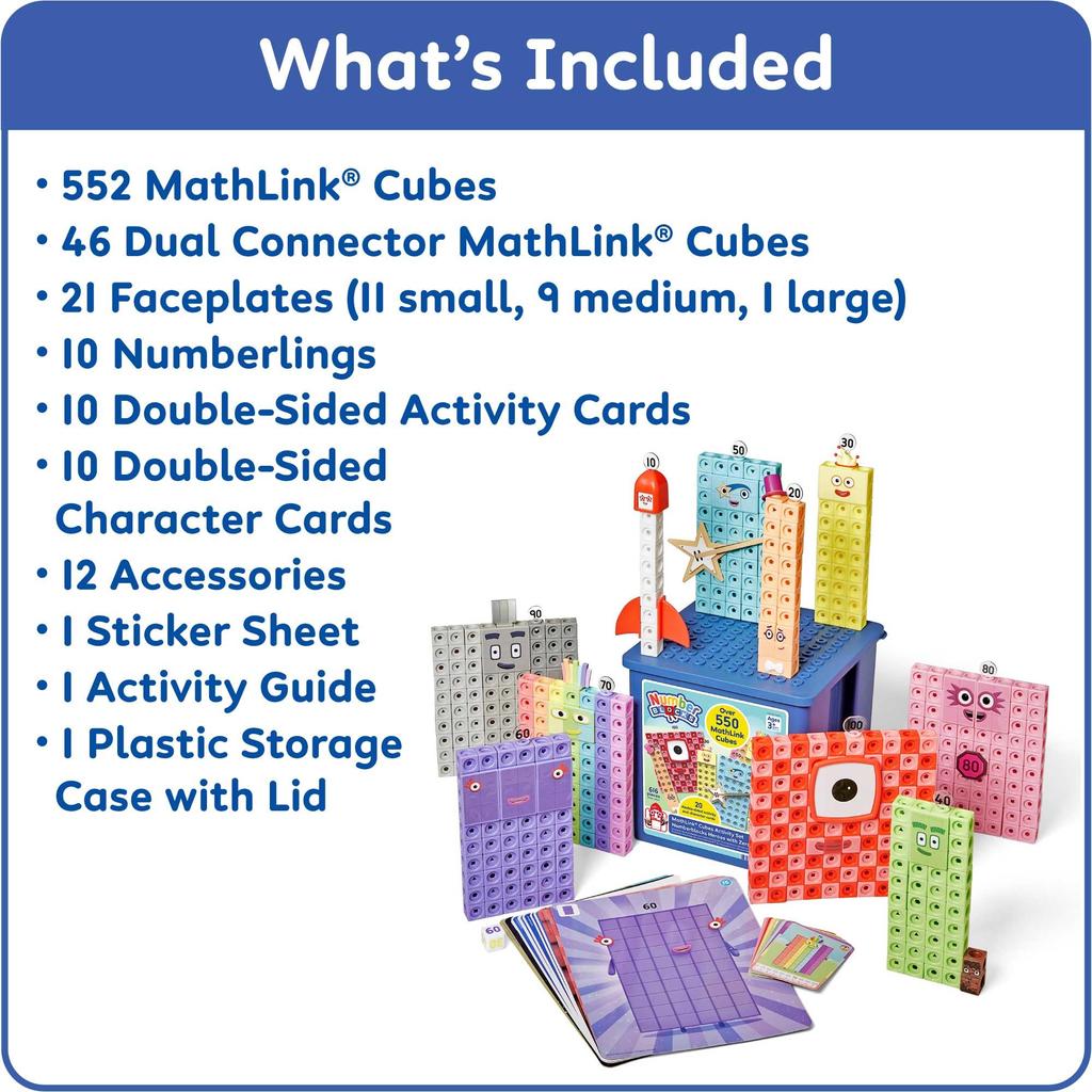 Numberblocks MathLink Cubes Heroes mit Null Aktivitätsset Mathespielzeug mit japanischer Webanleitung Alter 96930 (552 Würfel) - - 3+ - (Authentisches Produkt)