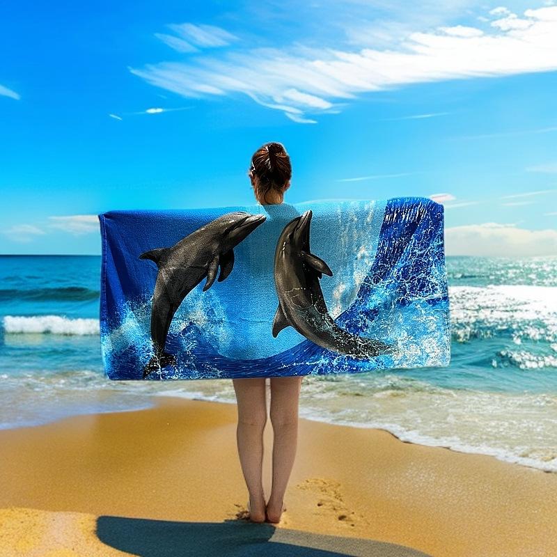 Quick-Dry Microfiber Beach Towel - Thick, Absorbent & Printed for Outdoor Swimming