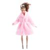 NK Multicolor 1 Pcs Long Sleeve Soft Fur Coat Tops Dress Winter Warm Wear Doll Clothes For 1/6 Doll Accessories Gift Toy JJ
