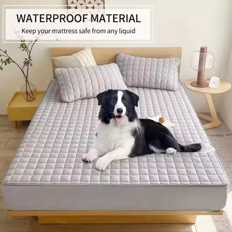 2025 NEW Waterproof Quilted Bedding Protector Cover Anti-mite Anti-bacterial Mattress Cover Embossed Design Bedding Bed Cover Fitted Sheet