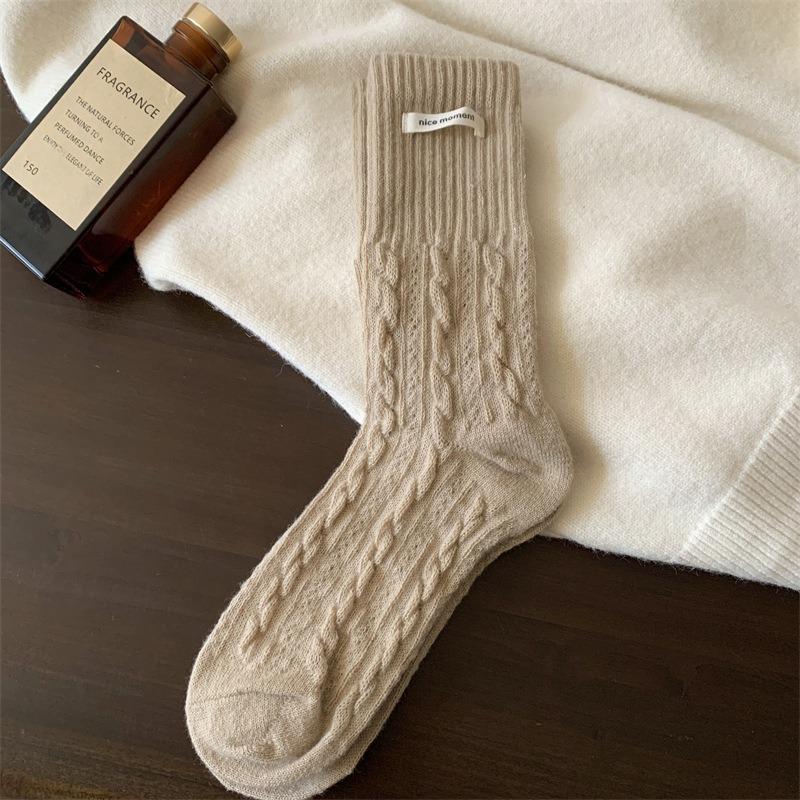 Women's Autumn and Winter Style Thick Plush Warm Twist Cloth Standard Wool Sleep Long Pile Socks