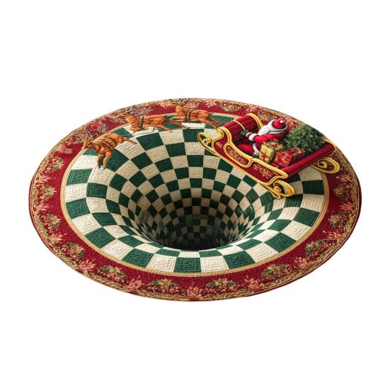 Kerstman Kabouter Gewatteerde Ronde Mat Feestelijk Vloerkleed Antislip Achterkant Deurmat Woonkamer Badkamer Keuken Absorberende Mat