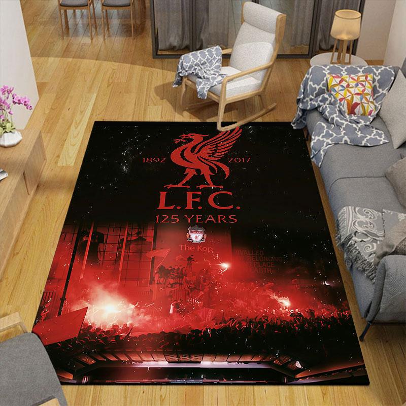 Liverpool Flanel Bedrukt Tapijt, Woonkamer & Slaapkamer Sofa Decoratie, Antislip Speel Flanel Vloermat voor Speelkamer