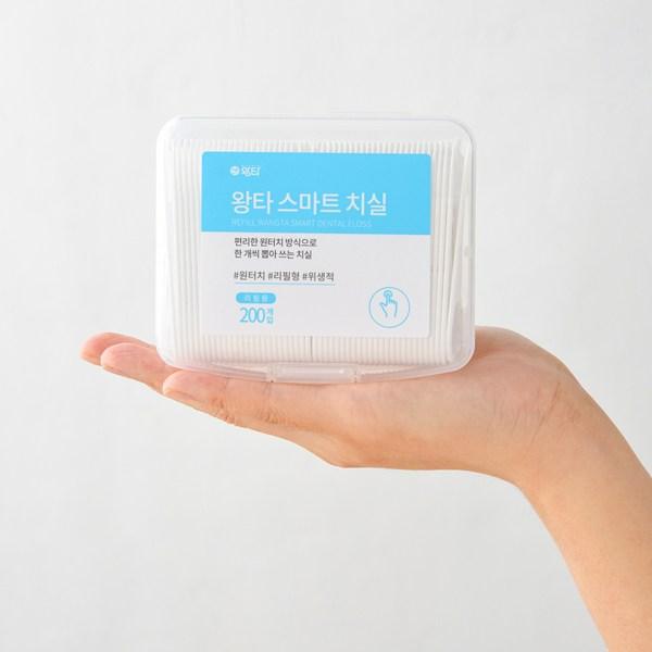 Wangta Smart Dental Floss One-Touch Dispenser Type 100p + Refill 200p Set, 300 Pieces, 2 Pieces