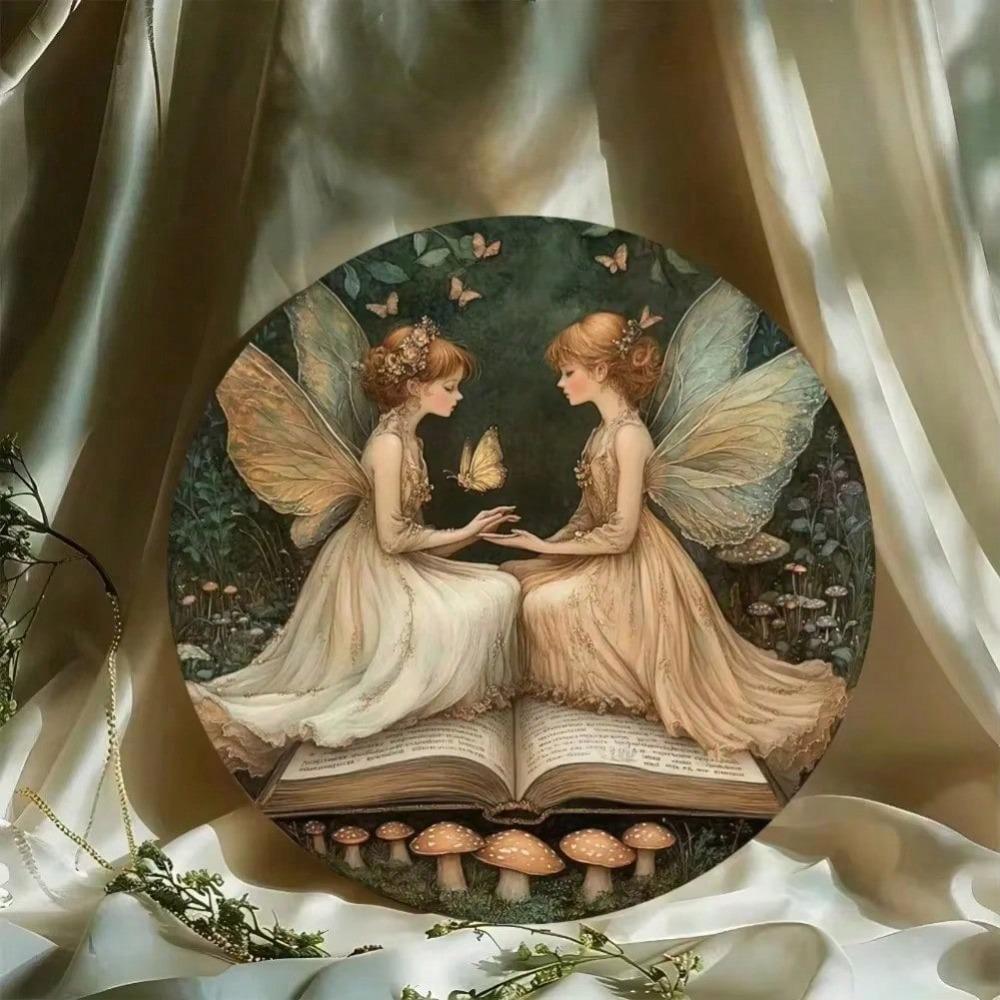 Enchanting Fairies Tin Sign Antique Landscape Garden Decor for Indoor Outdoor