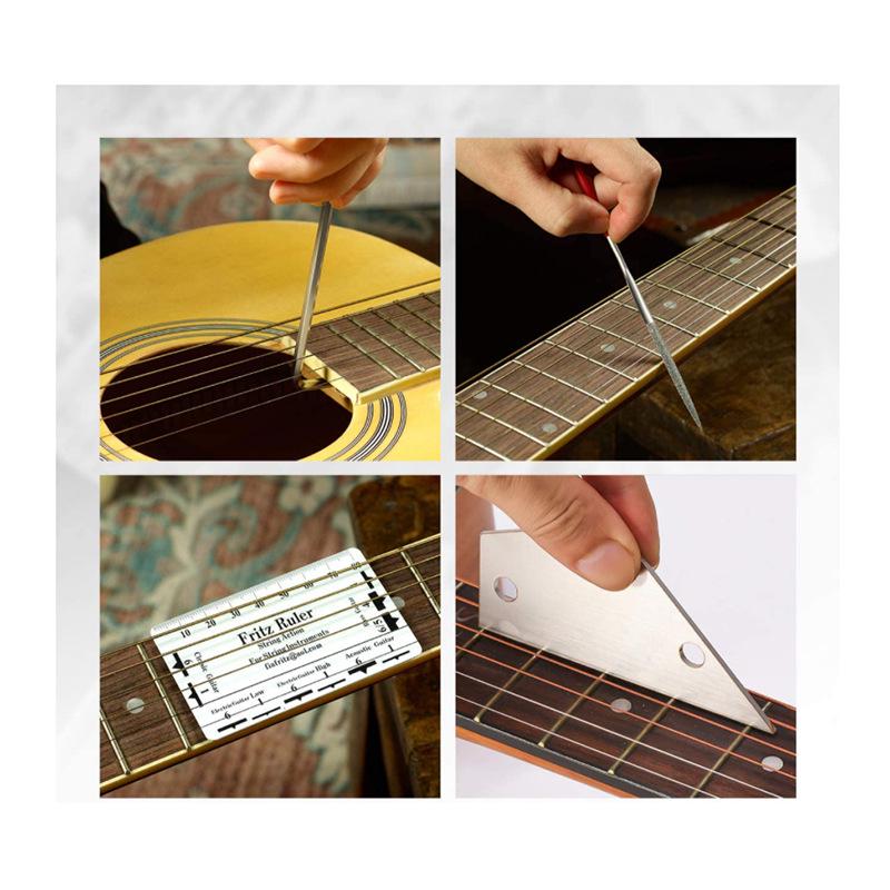 25-Piece Guitar Repair Kit: Includes String Changing Tool, Wrench, Grinding File, Measuring Ruler, String Winder, Leveling Ruler.