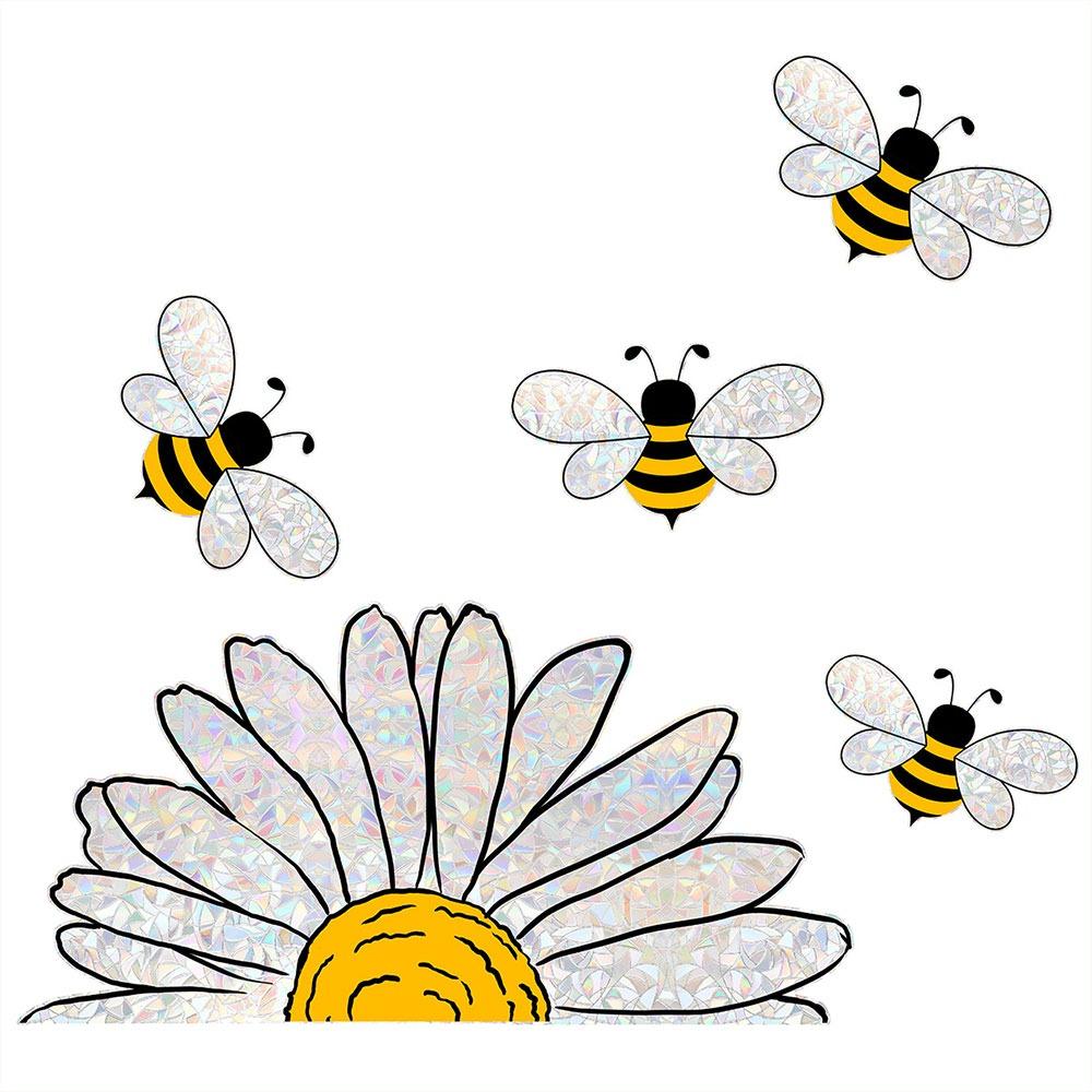 Colorful Sun Catcher Window Stickers Rainbow Prisms Flower Butterfly Bee Floral Decals Waterproof Sunlight Cloud