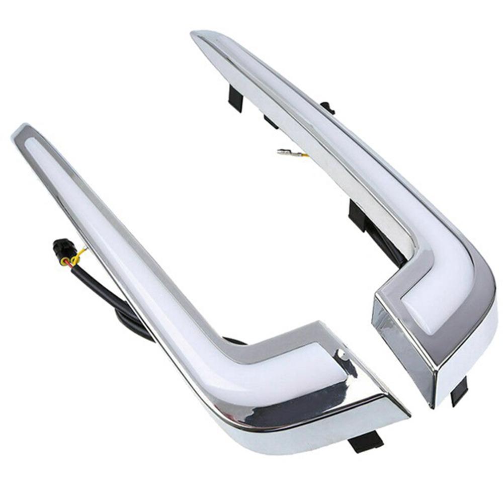 1 pair Daytime Running Light Fog Lamp for Cadillac XTS 2013-2017, White + Yellow