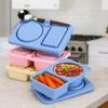 Reusable Silicone Snack Containers Foldable with Lid Double Compartment Snake Box Leakproof Food Storage Container
