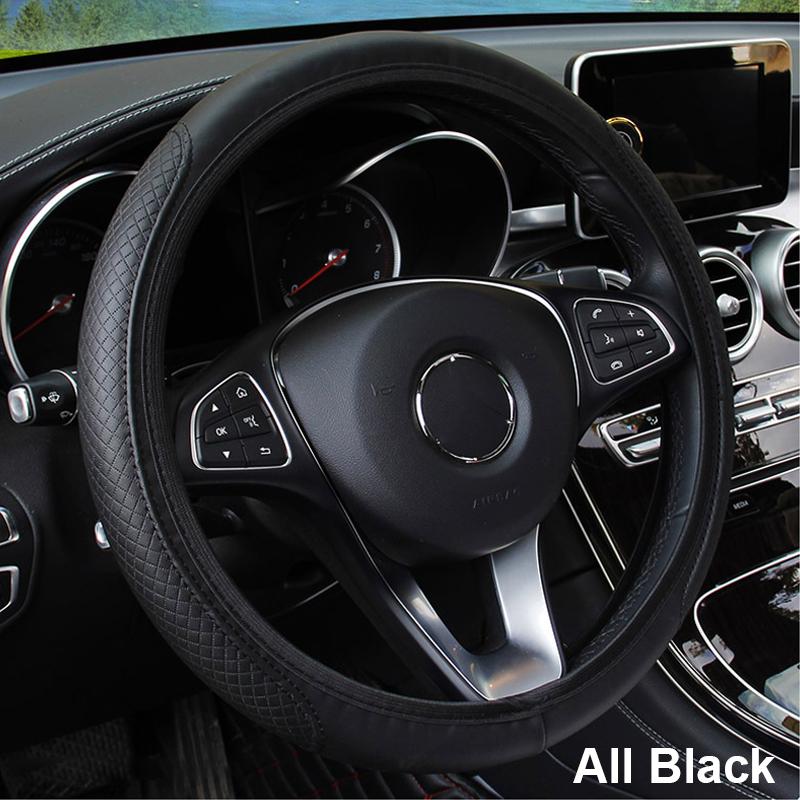 Car Steering Wheel Cover Microfiber Leather Anti Slip Cushion Universal for 38cm Steering Wheels CLE