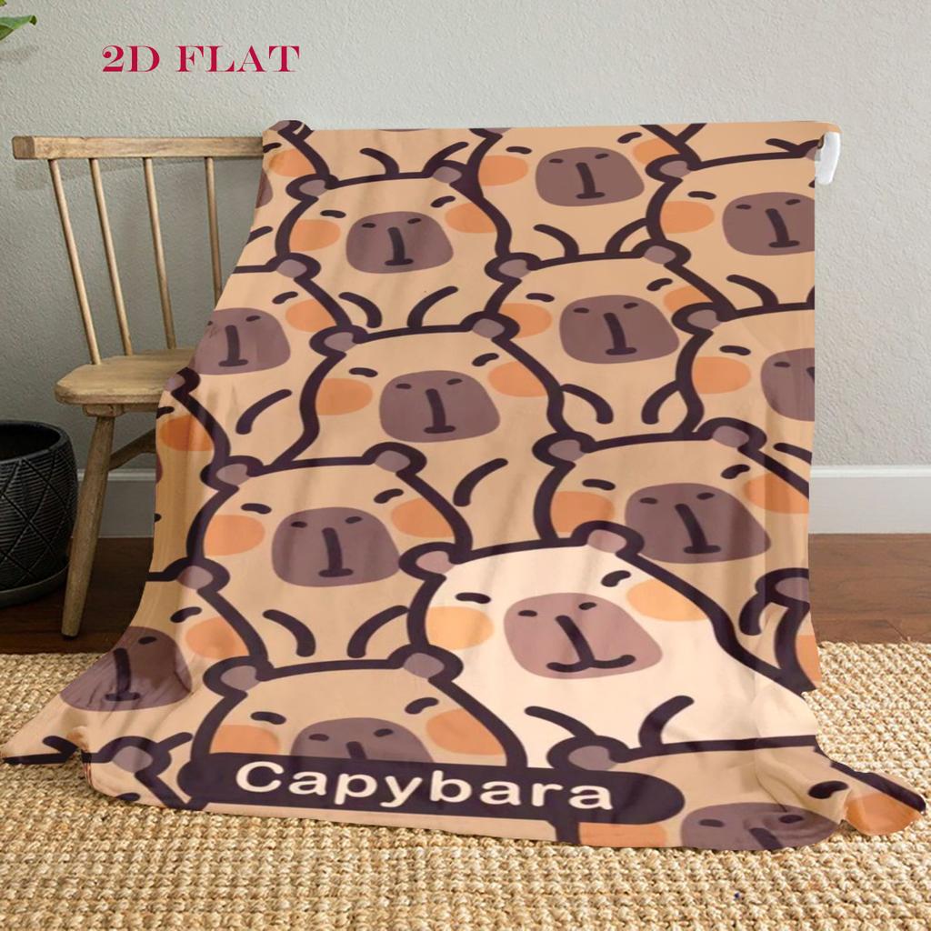 Adorable Capybara Patterns Blanket Soft and Comfortable Camping Trip Office Rest Blanket Air Conditioning Blanket Machine Washable