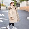 Children's Mid-length Girls Down Jacket Thick White Duck Down Korean Style Warm Student Coat