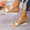 PU Leather Woven Wedge Sandals for Women 2025 Summer Platform Slippers Woman Casual Comfortable Outdoor Beach Sandalias