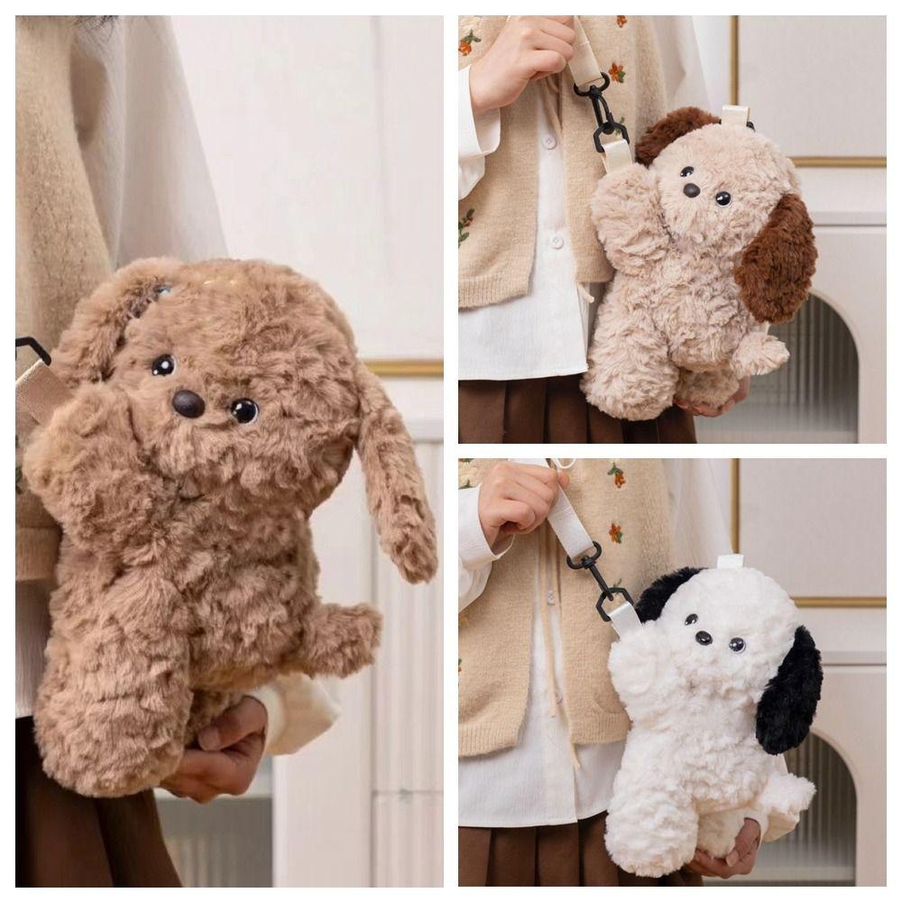Cartoon Dog Crossbody Bag Puppy Animal Backpack Kawaii Plush Shoulder Bag  Outdoor